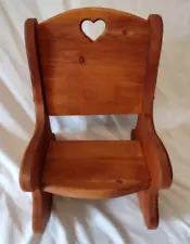 Vintage Handmade Wooden Rocking Chair w/ Heart Cut Out for Dolls & Bears