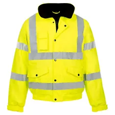 Hi Viz Safety Bomber Jacket Workwear Reflective Waterproof For Construction