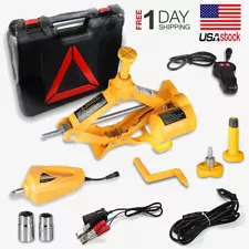 3Ton 12V Car Electric Jack Scissor Lift W/ Impact Wrench Auto Portable Tool Set