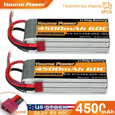 2pcs 22.2V 6S 4500mAh LiPo Battery 60C Deans for RC Helicopter Car Truck Boat