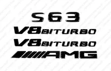 Gloss Black Letters S63 AMG V8 BITURBO Badges Emblems for Mercedes Benz W222