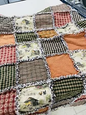 New Throw Size Rag Quilt Handmade You Choose Colors