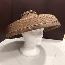 Vintage Asian Conical Hat Rattan Field Hat