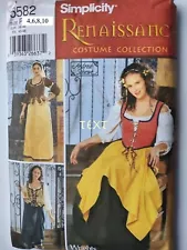 Simplicity 5582 Renaissance Maiden Costume Blouse Skirt Corset Sz 4,6,8,10 Adult