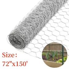 Galvanized Poultry Net Metal Mesh Fencing Chicken Wire 72"x150' 2" Holes Rustic