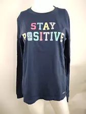 Life is Good Women Long Sleeve Crusher Lite Tee Stay Positive Blue Medium 71874