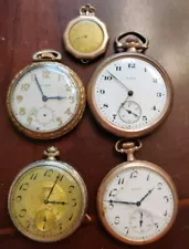 Lot Of 5 Elgin Vintage Antique Pocket Watches For Parts Or Repair Gold Filled