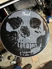 Pearl 22” Front Resonant Bass Drum Head - Black - Skull Artist Used