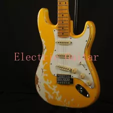 Heavy Relic ST Yellow Electric Guitar SS Pickups Maple Fretboard for Sale