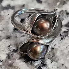 925 RL STERLING SILVER AND PEARLS CALLA LILY RING SIZE 6.5 - Ralph Lauren ?