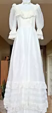 VTG 80s Eve of Milady Wedding Dress Edwardian Style Cottage Core Gown Veil Clean