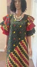 African Print Red Kente Ankara women clothing.