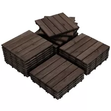 27pcs Black Wood Flooring Tiles 12'' x 12'' For Patio Garden Deck Poolside Used