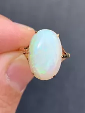 9ct gold Large Natural Opal Antique Ring 9K 375.