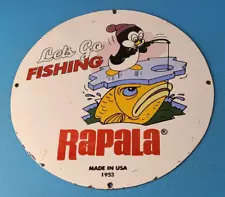 VINTAGE RAPALA FISHING LURES PORCELAIN CHILLY SALES TACKLE SERVICE GAS PUMP SIGN