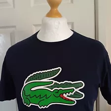 Lacoste Very Rare 3D Print Large Crocodile T-Shirt Size 4 Medium40" 100% Genuine