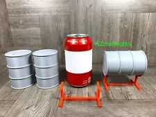 Large 1/10 Realistic 55 Gallon Drums w/ Stands - 3D Printed Barrels - US Seller