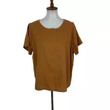 Women’s Linen Top Brown Short Sleeve