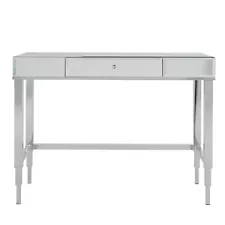 Camille Beveled Mirrored Accent 1-drawer Office Writing Desk Chrome Desk