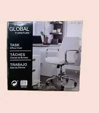 Global Task Swivel Office Chair Ivory Leather And Chrome Purchased At Costco NIB