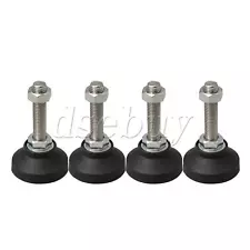 50mm Dia Adjustable Lathe Leg Furniture Leveling Feet Black Pack of 4