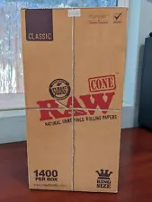 RAW Classic KING Size Pre-Rolled Cones 1400 ct Bulk Box (Partial box)