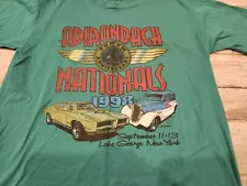 Adirondack Nationals 1998 Shirt Mens L Green Vintage Jerzees 50/50 Tag USA Made