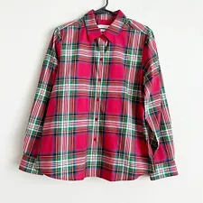 Fox Croft Apple Seeds Madras Long sleeve button up women’s wrinkle free shirt 12