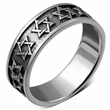 925 Sterling Silver Jewish Judaica Star of David Ring Band