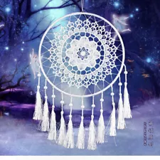 White Large Dream Catcher Handmade Feathers Native American Car Home Decor Gift