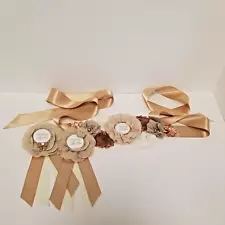 Baby Shower Sash Belt For Mommy To Be Daddy Mommy Corsage Ivory Beige Neutral