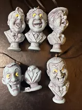 Disney Haunted Mansion Singing Blue Bust Christmas Ornaments Set Of 5 READ !