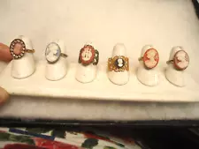 Vintage mix color style Cameo ring lot- C in shield