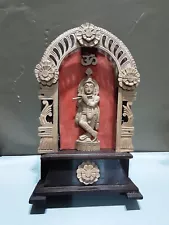 VINTAGE ASIAN INDIAN CUT,CARVED POLISHED WOOD BUDDHA SHRINE