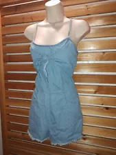 Derek Heart Blue Jean Denim Romper Shorts Jumper Size Medium Casual Adjustable