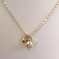 Gold Tone Chain Necklace with Charms