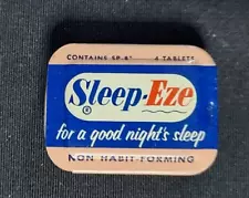 Old Empty Advertising Medicine Tin Sleep-Eze Co Long Beach CA Sleeping Pills