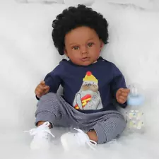 Black Reborn Baby Dolls Boy, 20 Inch Realistic Newborn African American Doll Rea