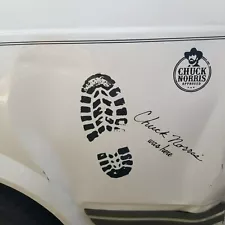 CHUCK NORRIS APPROVED DECAL ,FULL SIZE BOOT PRINT & SINGNITURE ALL 4 ONE PRICE