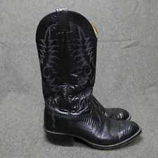 Nocona Exotic Lizard Western Cowboy Black Leather Boots Mens Size 8.5 Vintage