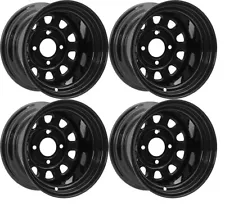 ATV Rims UTV Wheels 12" 4/156 Black ITP Delta 12x7 4+3 Off Set Polaris Sportsman