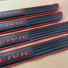 For Honda Civic 4PCS Rubber Car Door Scuff Sill Cover Panel Step Protectors Red