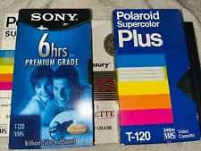 VHS Tapes Polaroid Sony Treasury RCA Blank Mystery Tapes T-120 Mins