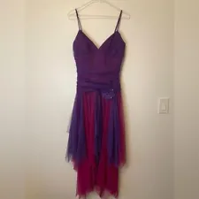 Masquerade Mesh Purple & Pink Handkerchief Flowy Party Dress Size 9/10