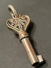 Victorian genuine hollow barrel fancy bow small drawer key pendant 102222hHZE