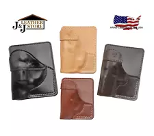 J&J RUGER LCR 1.875" W/ CRIMSON TRACE LASER GRIPS LEATHER WALLET POCKET HOLSTER