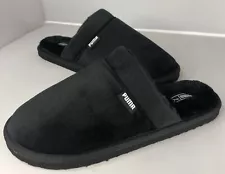 PUMA Women's Size 8 Fluff Mule Faux Fur Lined Black Slippers Soft Cozy Slip On