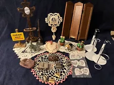 Vintage Miniature Estate Sale, Wood Panel, Purses, Bags, Doll Holders, Vacuum