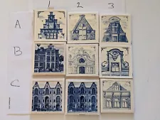 TWO (2) KLM Business Class Vintage Delft Blue Tiles