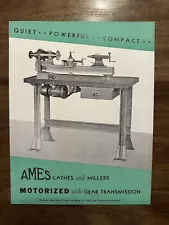 1937 Ames Lathes And Milling Machines Booklet Sales Brochure & Model Price List